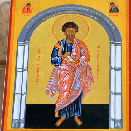 Icône St Jacques exposée dans l'église St Hilaire