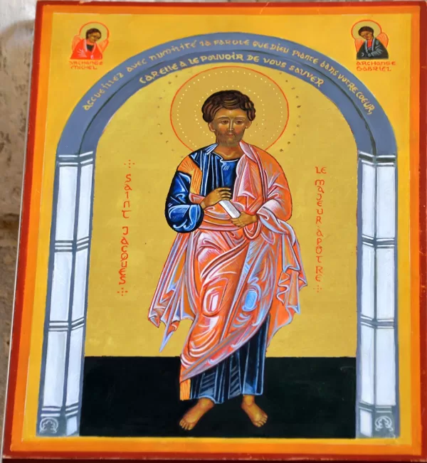 Icône St Jacques exposée dans l'église St Hilaire